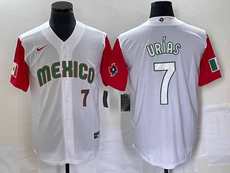 Men 2023 World Cub Mexico #7 Urias White white Nike MLB Jersey11